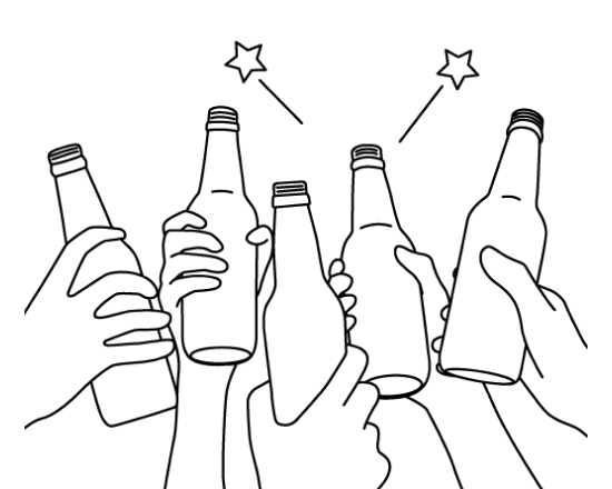 みんなで乾杯しているイラスト